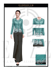原創(chuàng)設(shè)計青綠色女款酒店大堂經(jīng)理服裝款式圖1131