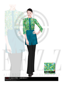 新款青綠色女款酒店中餐服務(wù)員制服設(shè)計(jì)圖1650