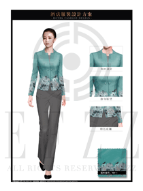 原創(chuàng)制服設(shè)計(jì)淺綠色女款中餐服務(wù)員服裝款式圖1957