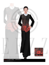 時(shí)尚紅色女款酒店中餐咨客服裝款式效果圖654
