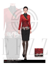 新款酒紅色女款酒店大堂經(jīng)理制服設計圖930