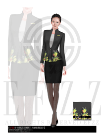 原創(chuàng)制服設計黑色長袖女款酒店大堂服裝款式圖762