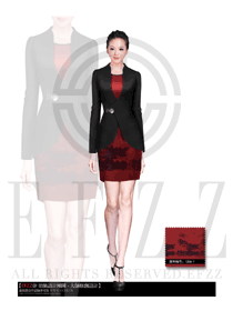 時(shí)尚玫紅色女款星級(jí)酒店大堂經(jīng)理服裝款式圖983