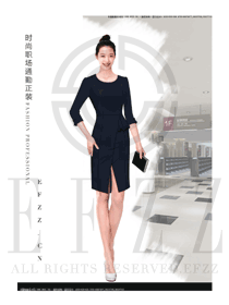 藏藍(lán)色女款女職業(yè)裝夏裝制服設(shè)計(jì)圖739