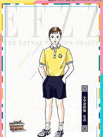 黃色短袖男款學生服禮服校服款式設計圖037