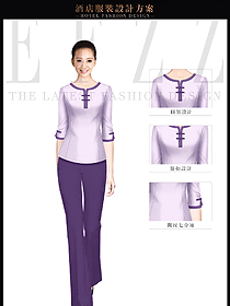 原創制服設計淺紫色女款會所服務生服裝款式圖618