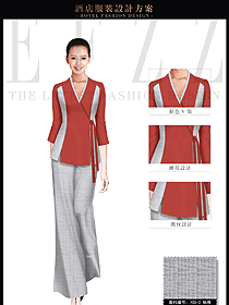 原創(chuàng)制服設(shè)計(jì)淺紅色女款會(huì)所服務(wù)生服裝款式圖621