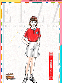 時尚紅色女款短袖學生服校服款式設計圖038