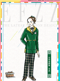 時(shí)尚深綠色女款運(yùn)動(dòng)裝學(xué)生服校服款式設(shè)計(jì)圖041