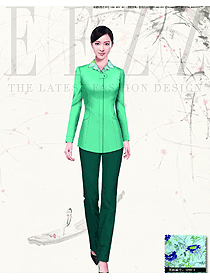 亮綠色長(zhǎng)袖女款款民族特色酒店服裝款式圖209