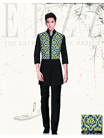 藍(lán)色花紋圍裙款民族特色酒店服裝款式圖215