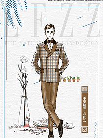 原創(chuàng)設(shè)計藍(lán)淺咖色男款學(xué)生服校服款式圖046