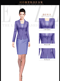 淺紫色短裙套裝女秋冬職業(yè)裝服裝設(shè)計圖1510