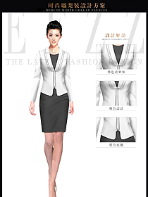 新款白色長袖女秋冬職業(yè)裝制服設(shè)計(jì)圖1512