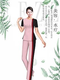 粉紅色女款按摩技師服款式設(shè)計(jì)圖1435