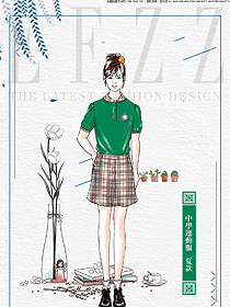 原創(chuàng)制服設計墨綠色女款學生服校服款式圖073