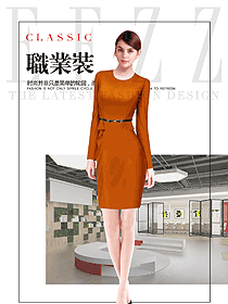 時尚連衣裙款女職業裝夏裝制服設計圖754