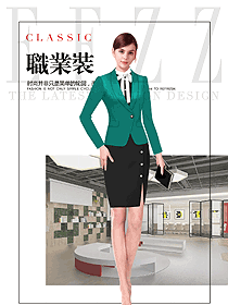 綠色女秋冬職業(yè)裝設(shè)計(jì)效果圖1534