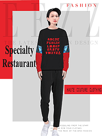 原創(chuàng)設(shè)計(jì)長(zhǎng)袖女款快餐廳服務(wù)員服裝款式圖268