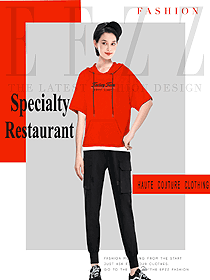 原創(chuàng)設(shè)計女款短袖紅色快餐廳服務員服裝款式圖272