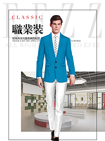 原創(chuàng)制服設(shè)計藍(lán)色男款職業(yè)裝西服服裝款式圖444