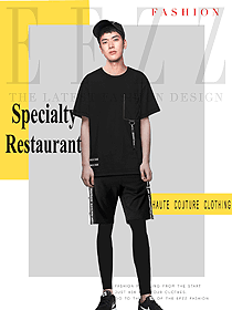 新款黑色短袖男款快餐店服務員制服設計圖299