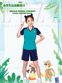 藍色短袖女款學生服校服款式設計圖099