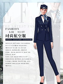時尚藏藍色長袖空姐制服設計圖822