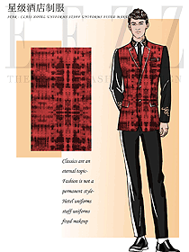 棗紅色長袖男款酒店大堂服裝款式圖1204
