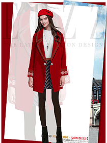 時尚紅色女職業(yè)裝大衣服裝款式效果圖249