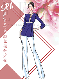 紫色女款美容技師制服設計圖631