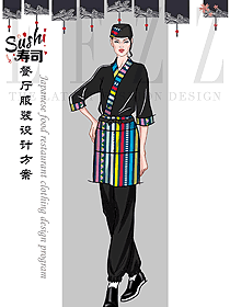 時尚日式餐廳女服務員服裝款式圖329