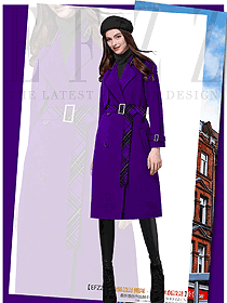 新款紫色女職業(yè)裝大衣制服設(shè)計(jì)圖268