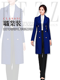 時尚深藍(lán)色女職業(yè)裝大衣服裝款式效果圖285