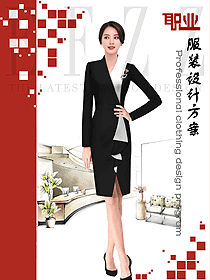 新款黑色女秋冬職業(yè)裝制服設(shè)計圖1690