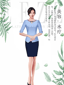 淺藍(lán)色女款總臺收銀接待制服設(shè)計圖436