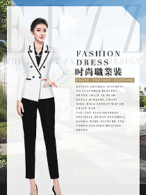 白色條紋女秋冬職業(yè)裝制服設計圖1782