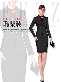 時尚藍色女秋冬職業裝制服設計圖1784