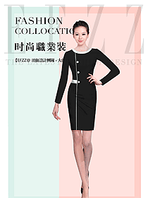 時尚黑色連衣裙女職業(yè)裝夏裝制服設(shè)計圖828