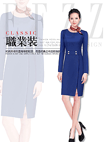 藍(lán)色女職業(yè)裝夏裝制服設(shè)計圖872