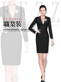 時尚黑色女職業(yè)裝夏裝制服設計圖874