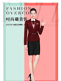 時(shí)尚棗紅色女秋冬職業(yè)裝制服設(shè)計(jì)圖1640