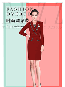 原創(chuàng)制服設(shè)計紅色女秋冬職業(yè)裝設(shè)計稿1668