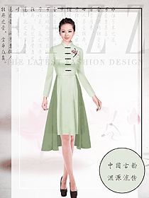 原創制服設計女款茶藝師服務員服裝款式圖2022
