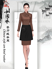 原創制服設計中餐服務員服裝款式圖2064