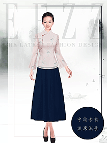 時(shí)尚淺粉色女款中餐廳迎賓員制服設(shè)計(jì)圖886