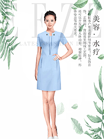 原創制服設計淺藍色女款按摩技師服裝款式圖1494