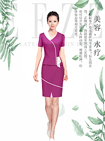 時尚玫紅色女款按摩技師服款式設計圖1492