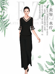 原創設計女款美容會所服裝款式圖764