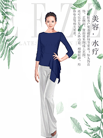 原創設計藍色女款美容會所服裝款式圖737